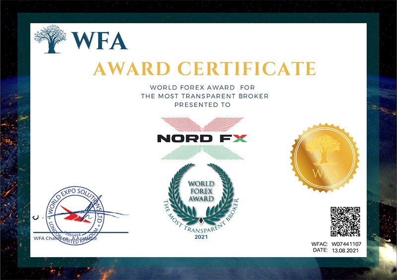 NordFX รับรางวัลโบรกเกอร์ที่มีความโปร่งใสมากที่สุดแห่งปี 20211
